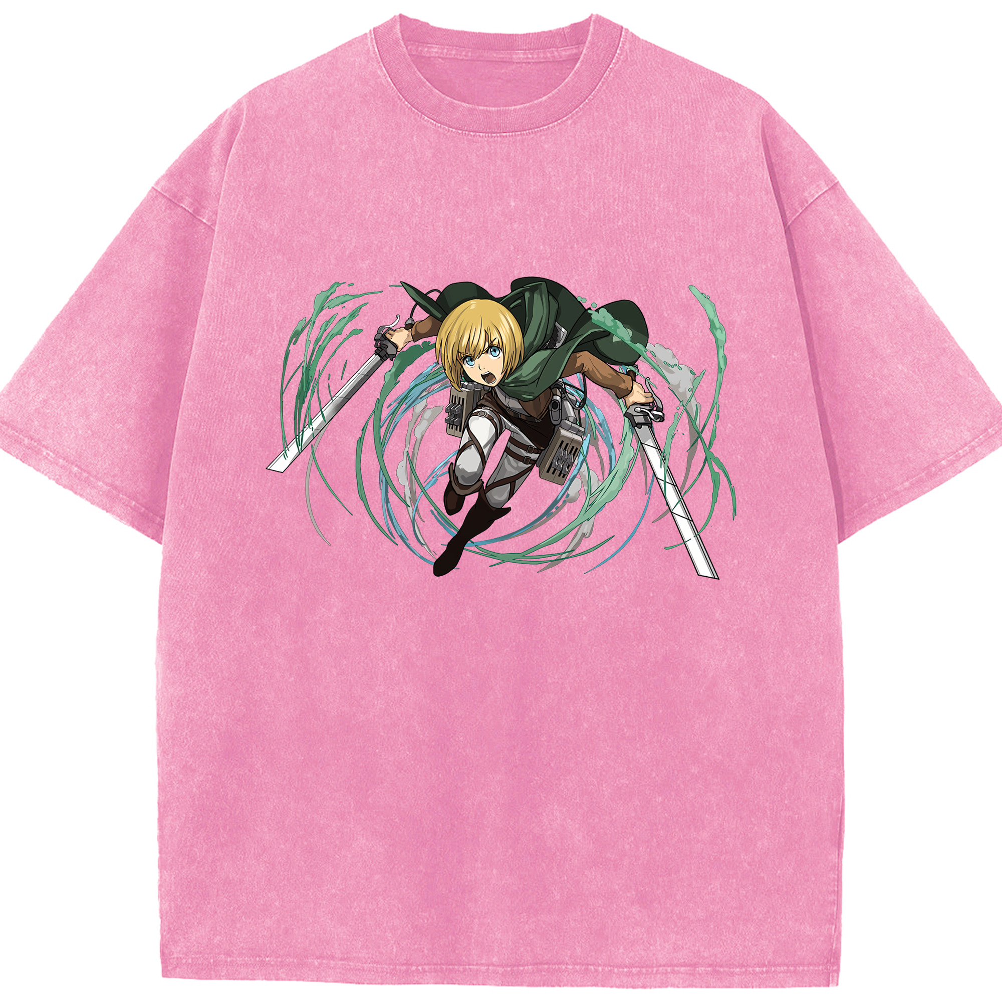 （画像用） 進撃の巨人 アルミン·アルレルト Attack on Titan Armin Arlert 綿100% ヴィンテージ風 半袖Tシャツ（フロントプリント）